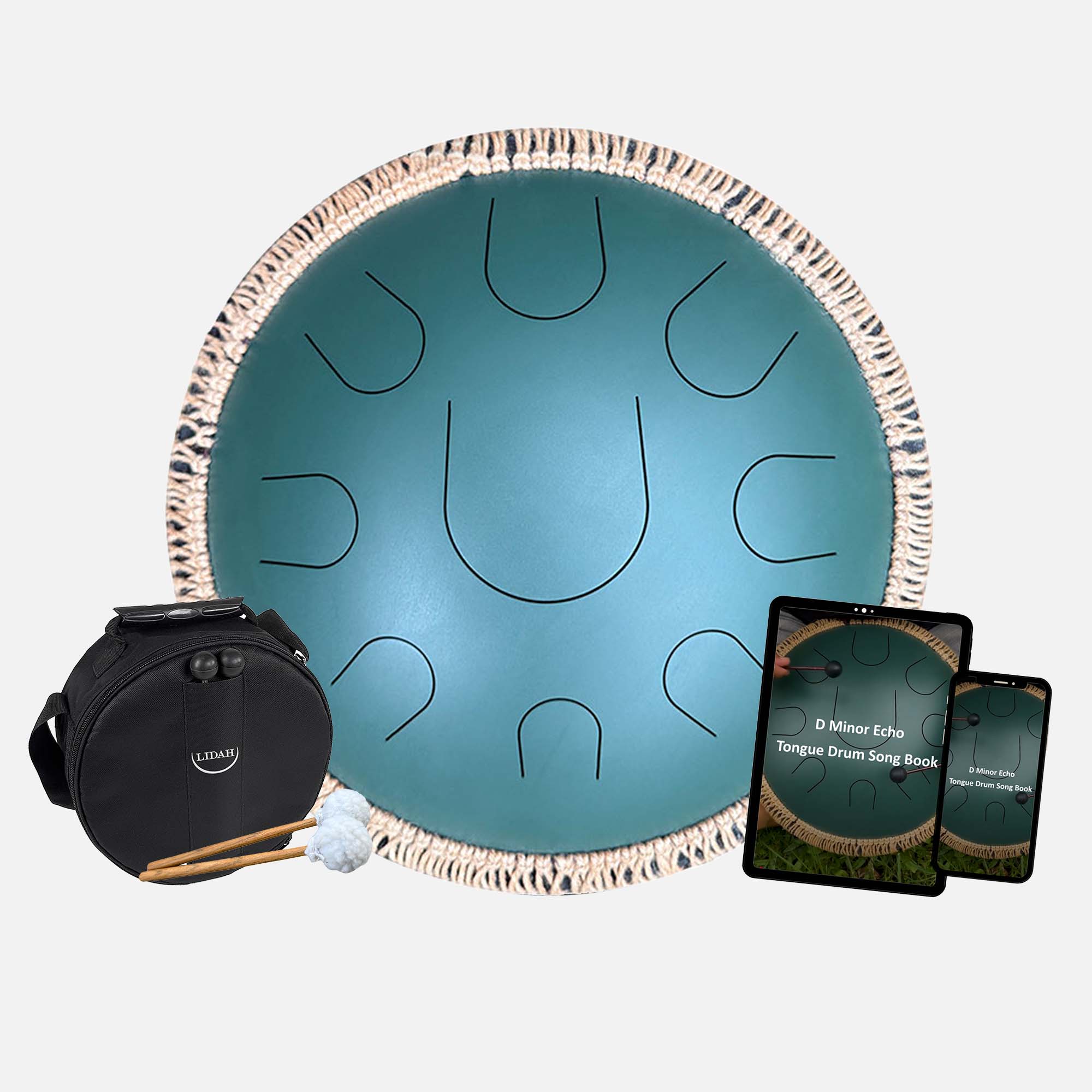 LIDAH® Steel Tongue Drum Echo Series Bundel Green