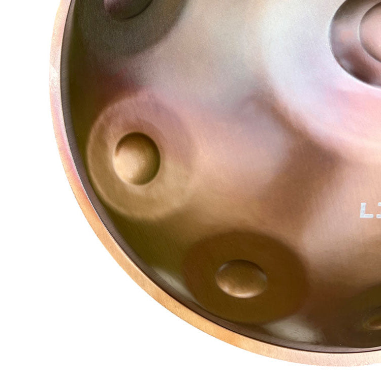Close-up of Ember Steel Handpan texture and tone fields