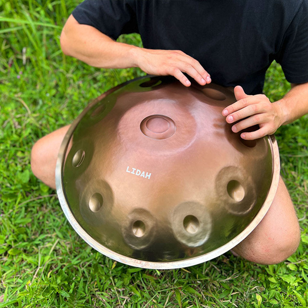 LIDAH® Stainless Steel Handpan with bright and clear tone Being Played in the sun