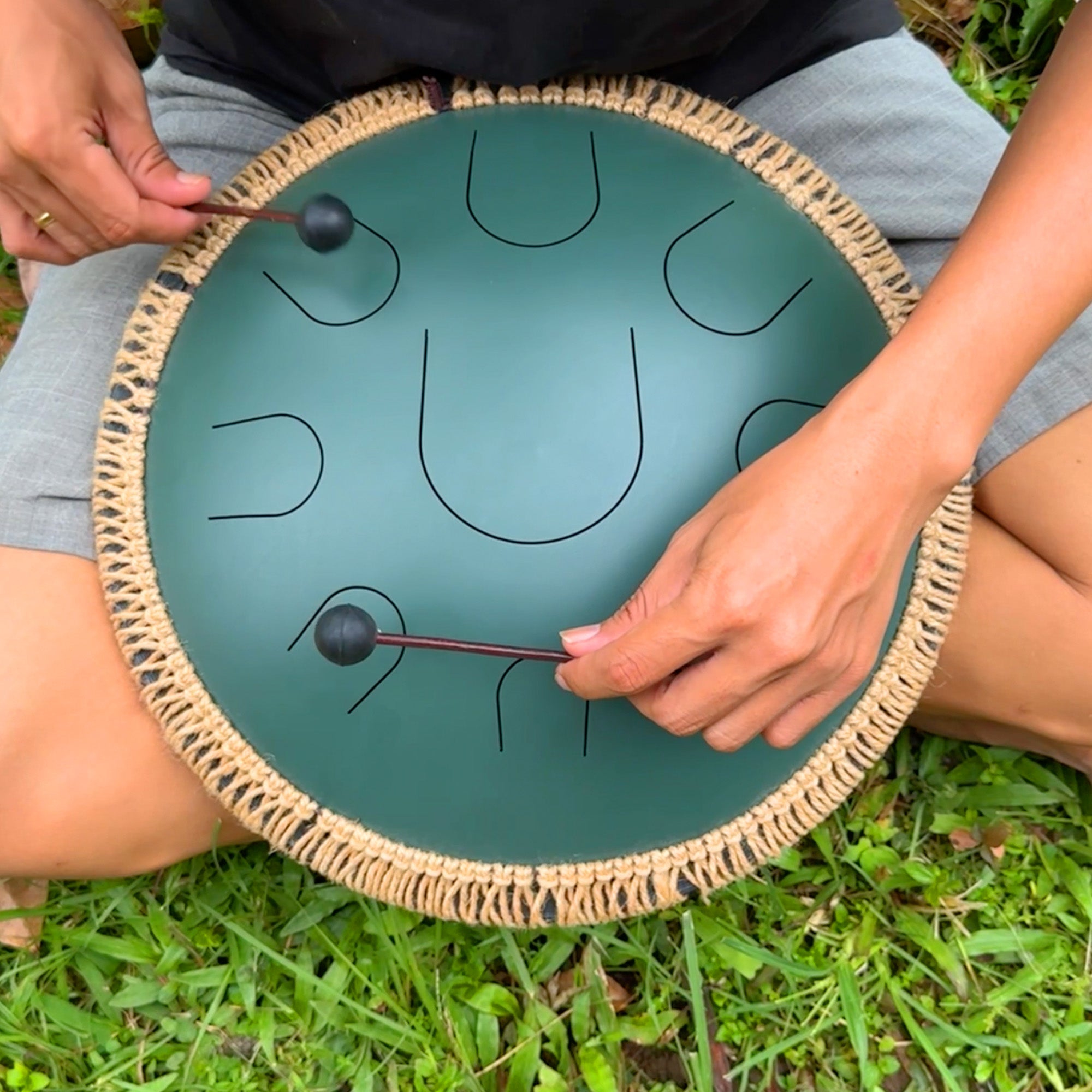 LIDAH® Steel Tongue Drum creating calming tones for stress relief