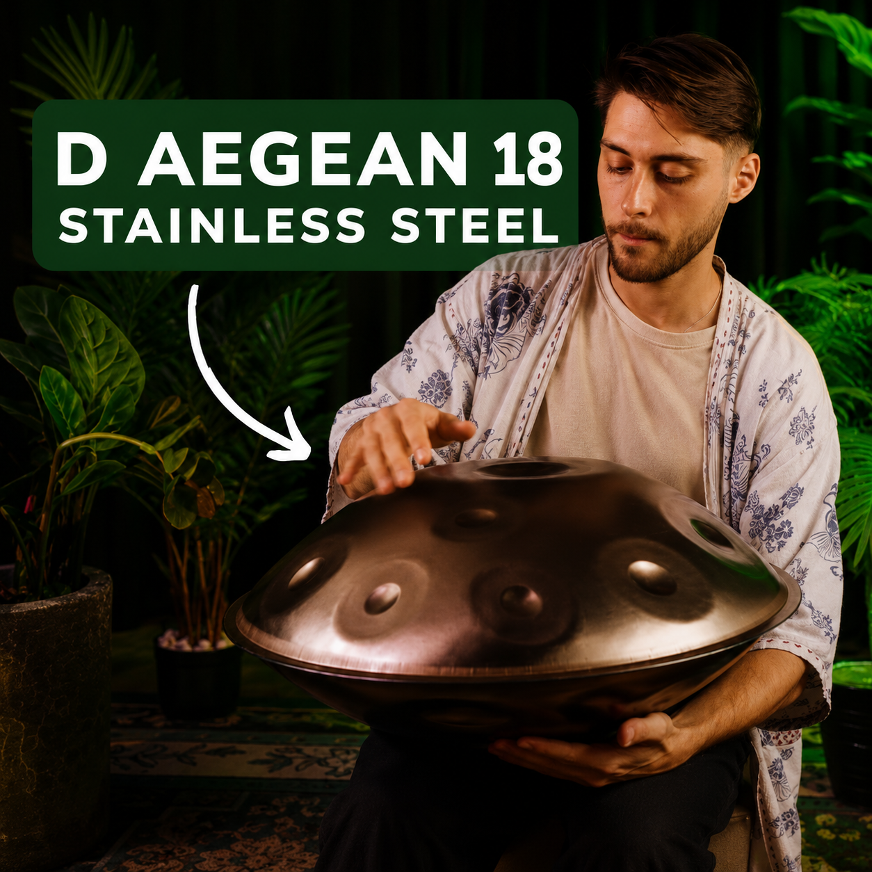 D-Aegean 18 Stainless Steel Handpan Being Played In the Studio